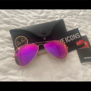 Ray Ban Aviator Sunglasses Pink Gold 58mm